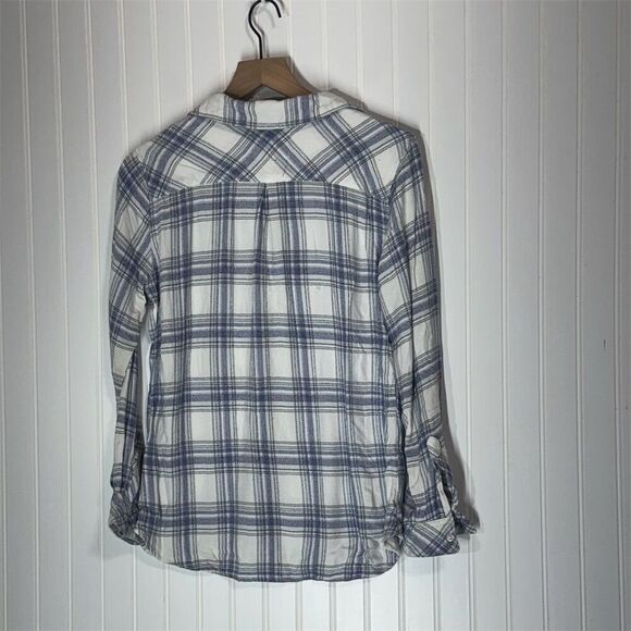 Rails Hunter Shirt M Navy White Plaid Button Down Long Sleeve Soft Viscose Top - Picture 2 of 7